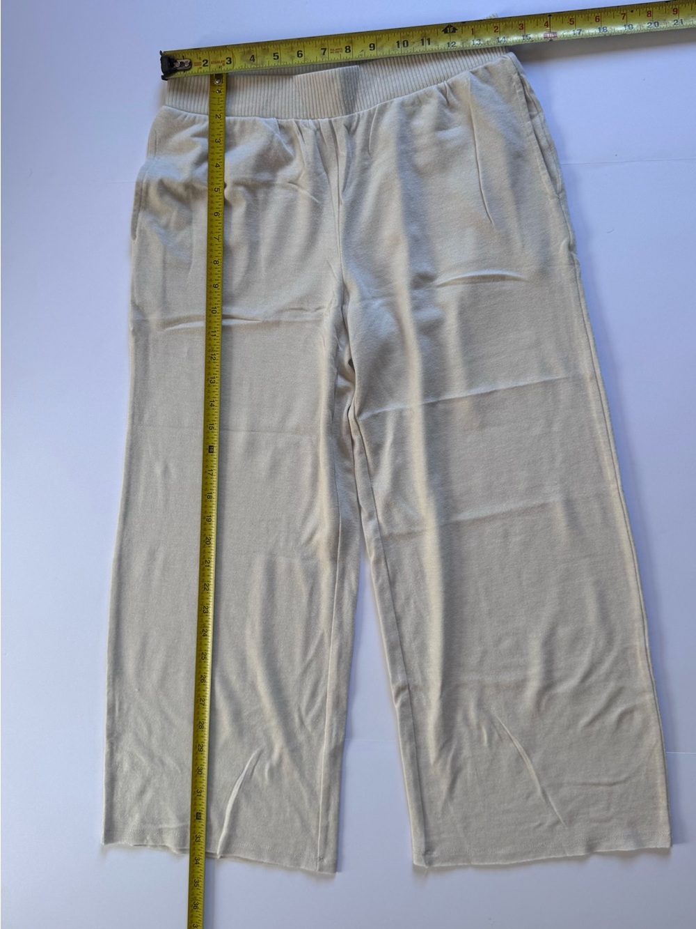 Splendid Cream Wide-Leg Knit Lounge Pants,size small - Picture 4 of 7